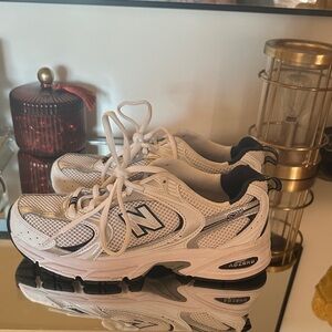 New Balance White and Black Running Shoes